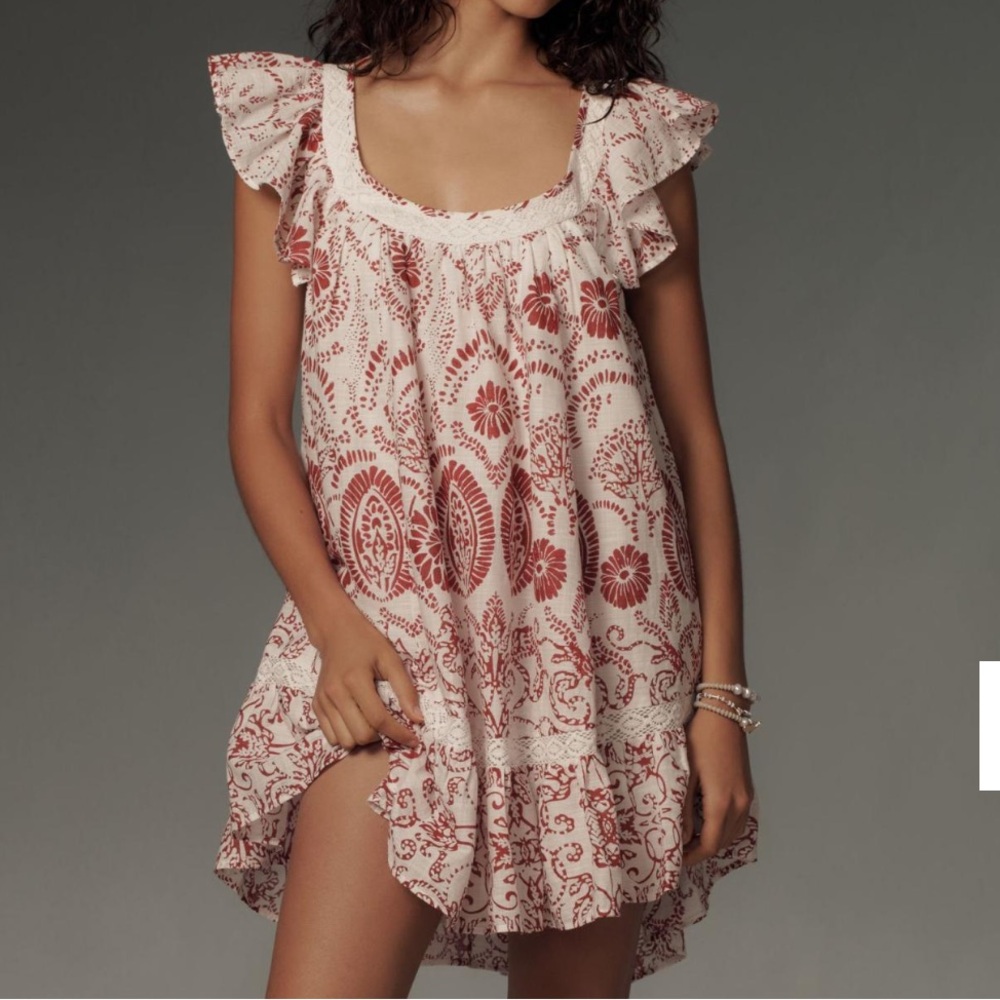 NWOT Anthropologie Maeve Flutter Sleeve Babydoll Mini Dress